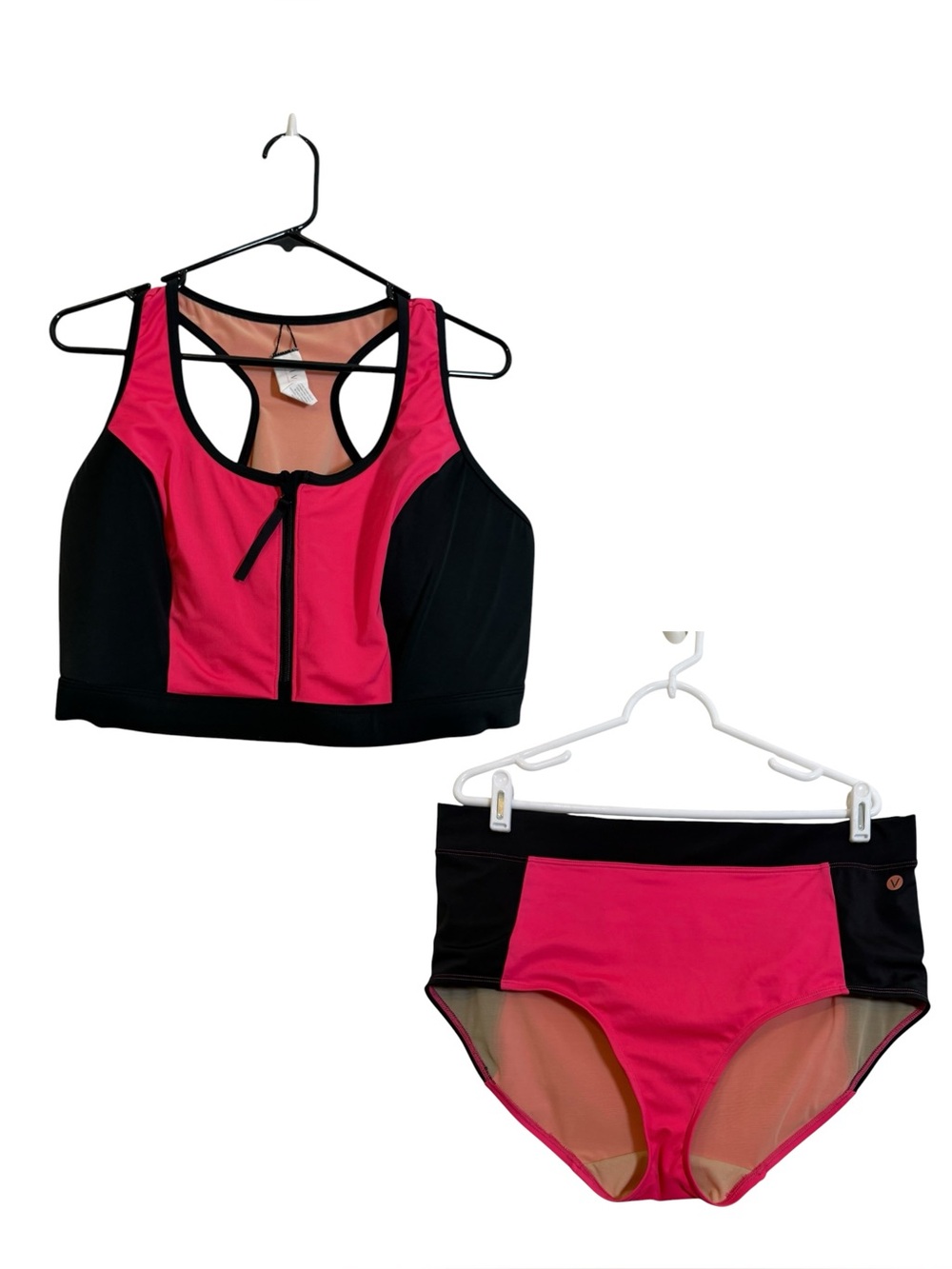 Lane Bryant LIVI Front-Zip High Waisted Bikini sz 20 top, sz 18 bottom